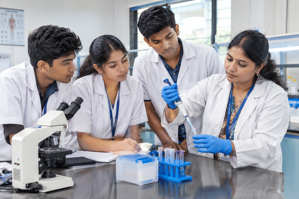Indian students learning practical skills through vocational education